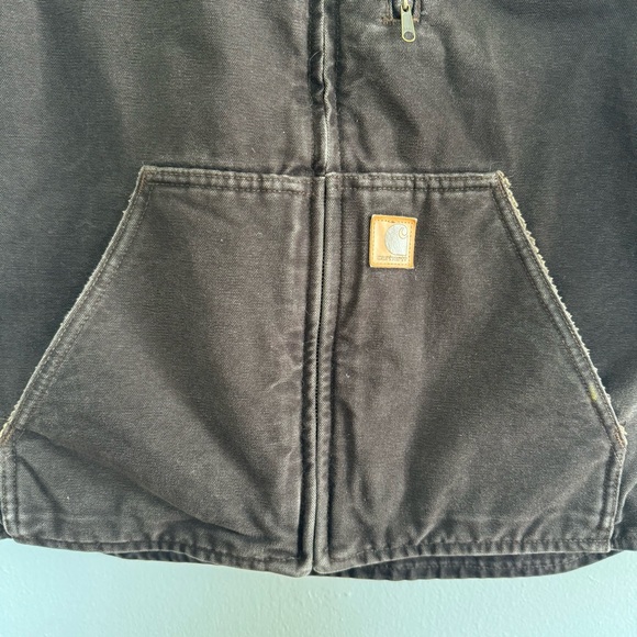 Carhartt Canvas Sherpa Lined Work Vest Jacket Mens Large V33 DKB Dark Brown - Picture 4 of 15
